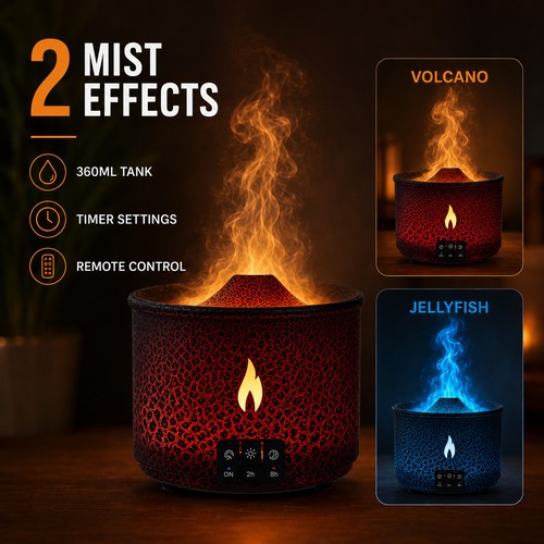 Volcano led flame effect - led,